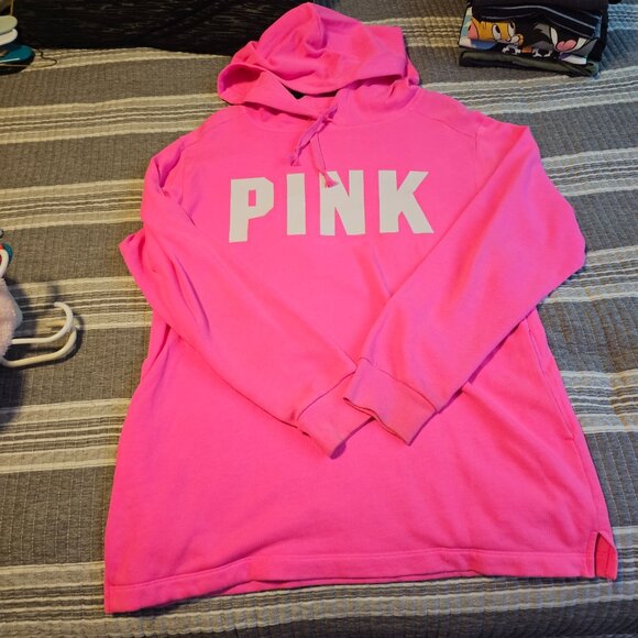 Victoria Secret Pink- Hot Pink Hoodie Sweater Women's Size S - Picture 1 of 4